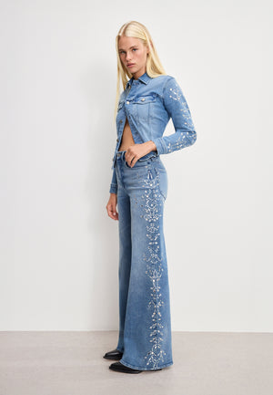 DOLLY JOLEANS CRYSTAL WIDE JEANS | INDIGO1089