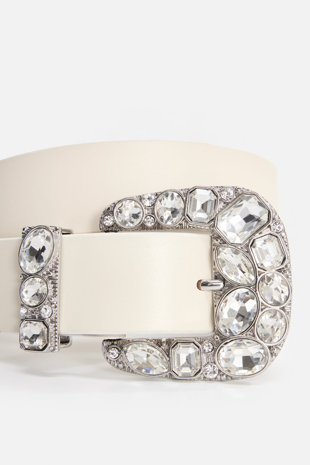 DOLLY CLASSIC CRYSTAL LEATHER BELT | WHITE001