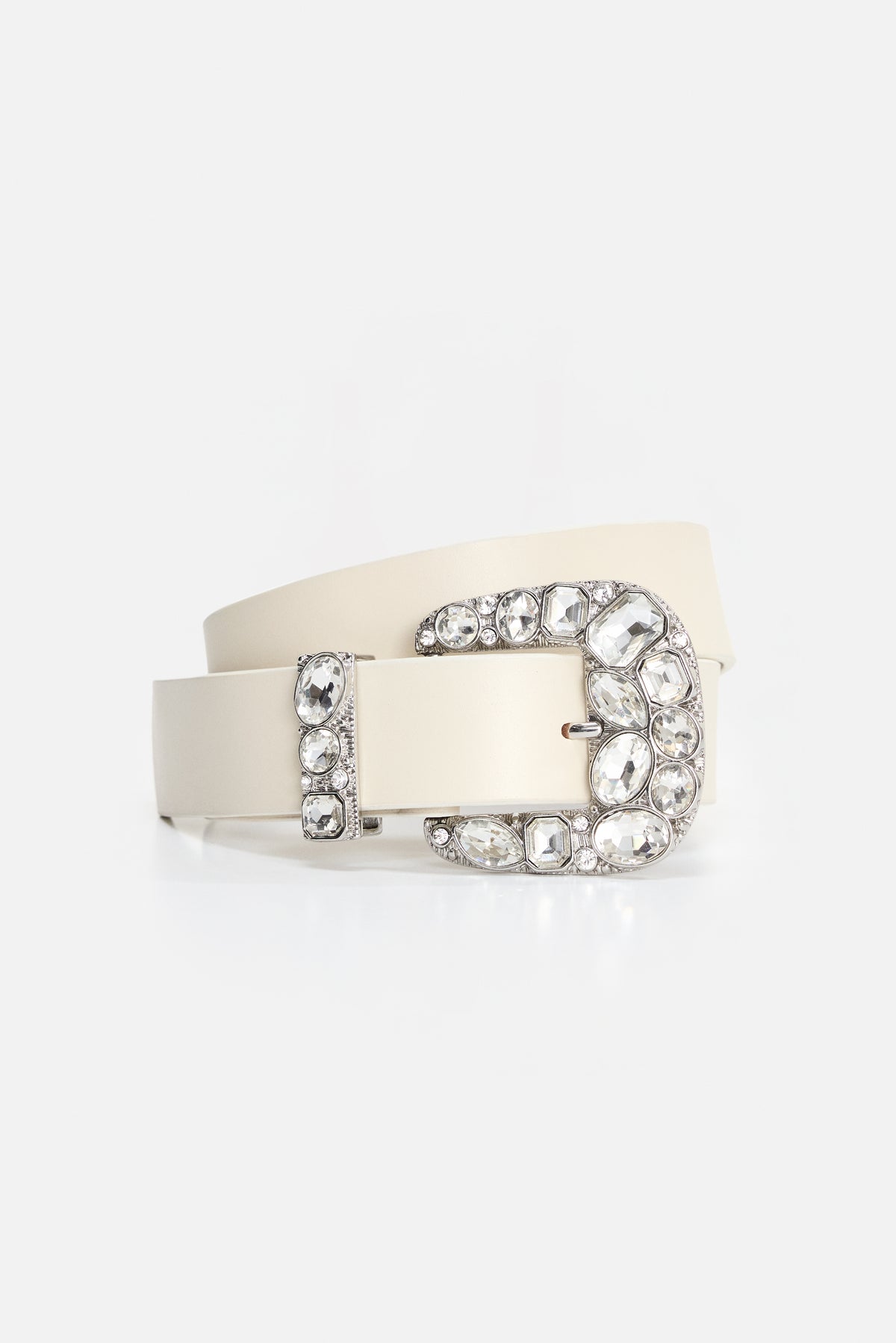 DOLLY CLASSIC CRYSTAL LEATHER BELT | WHITE001-1 | GOOD AMERICAN | FLAT