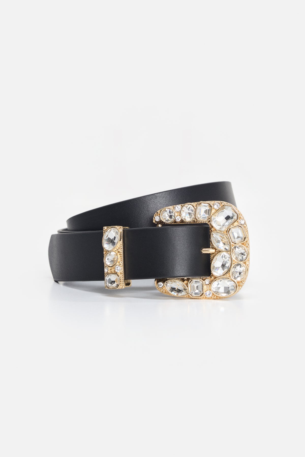 DOLLY CLASSIC CRYSTAL LEATHER BELT | BLACK001-1 | GOOD AMERICAN | MODEL_A