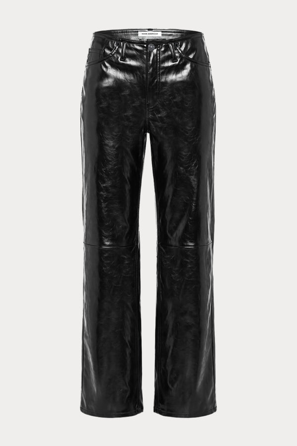 BETTER THAN LEATHER GHOST WAIST LOW LOOSE PANT | BLACK-7 | GOOD AMERICAN | FLAT