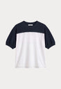 THE COLORBLOCK GYM TEE | NAVY WITH CHALK-1 | GOOD AMERICAN | FLAT